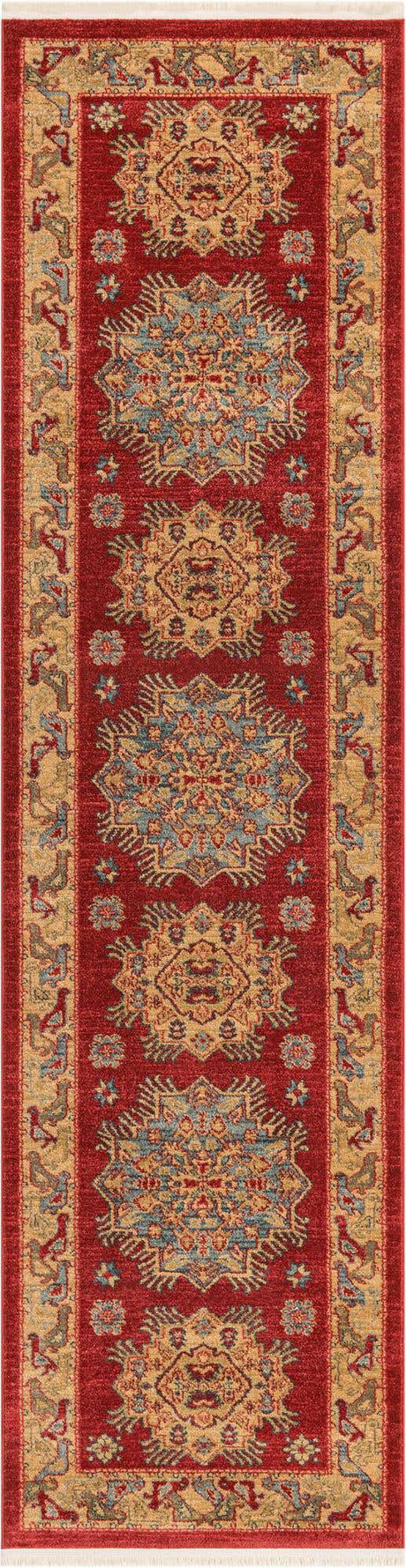 Red 2' 7 x 10' Sahand Runner Area Rug Affordable Easy Clean Traditional Design Durable Carpet for Home Interior Design Living Room Dining Office for Sale at Rug Engine