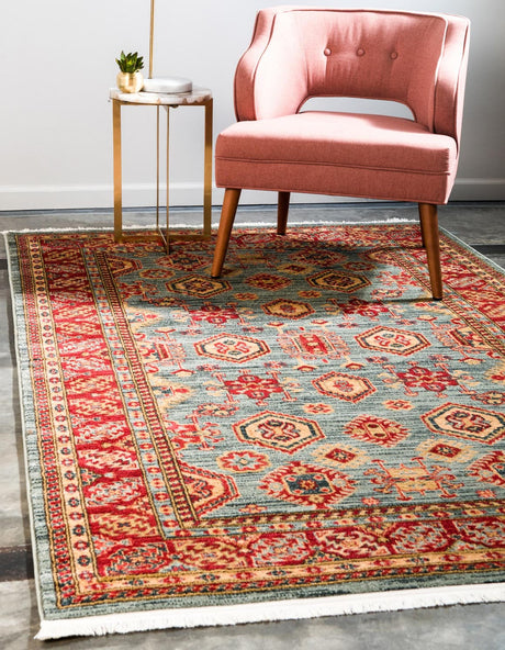 Light Blue 5' 1 x 8' Sahand Rectangle Area Rug Affordable Easy Clean Traditional Design Durable Carpet for Home Interior Design Living Room Dining Office for Sale at Rug Engine