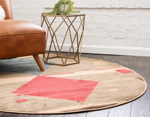 Tan 8' x 8' Fars Round Area Rug 100% Polypropylene Unique Traditional Carpet for Classical Living, Dining Room & Office Spaces for Sale at Rug Engine