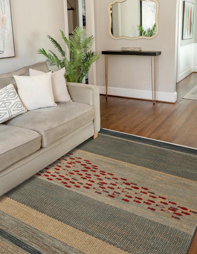 Blue 4' 1 x 6' 1 Fars Rectangle Area Rug 100% Polypropylene Unique Traditional Carpet for Classical Living, Dining Room & Office Spaces for Sale at Rug Engine