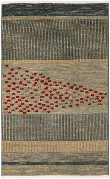 Blue 5' 1 x 8' Fars Rectangle Area Rug 100% Polypropylene Unique Traditional Carpet for Classical Living, Dining Room & Office Spaces for Sale at Rug Engine