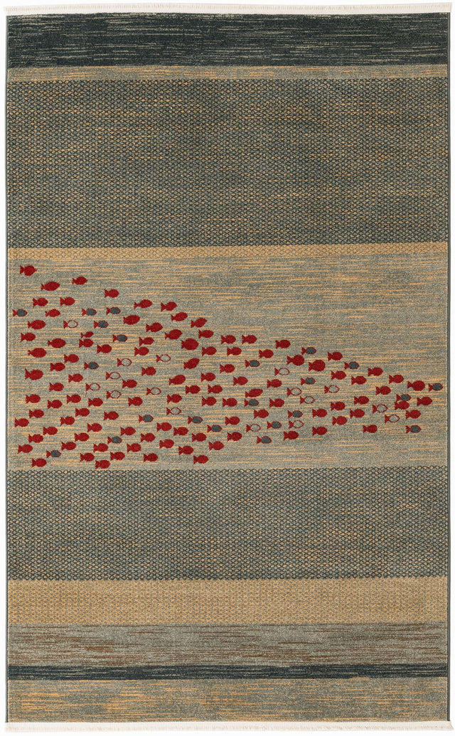 Blue 5' 1 x 8' Fars Rectangle Area Rug 100% Polypropylene Unique Traditional Carpet for Classical Living, Dining Room & Office Spaces for Sale at Rug Engine