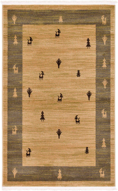 Tan 3' 1 x 5' 3 Fars Rectangle Area Rug 100% Polypropylene Unique Traditional Carpet for Classical Living, Dining Room & Office Spaces for Sale at Rug Engine