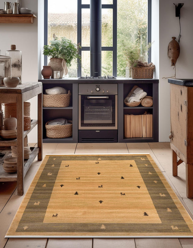 Tan 9' x 12' 2 Fars Rectangle Area Rug 100% Polypropylene Unique Traditional Carpet for Classical Living, Dining Room & Office Spaces for Sale at Rug Engine