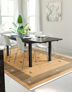 Tan 5' 1 x 8' Fars Rectangle Area Rug 100% Polypropylene Unique Traditional Carpet for Classical Living, Dining Room & Office Spaces for Sale at Rug Engine