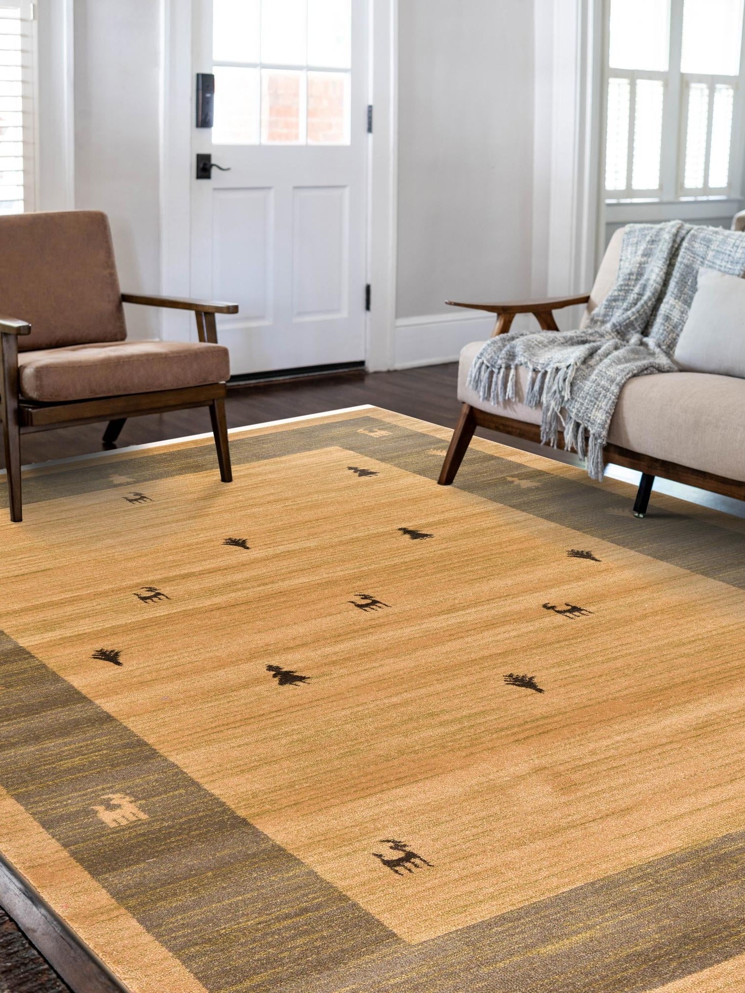 Tan 10' x 13' 1 Fars Rectangle Area Rug 100% Polypropylene Unique Traditional Carpet for Classical Living, Dining Room & Office Spaces for Sale at Rug Engine