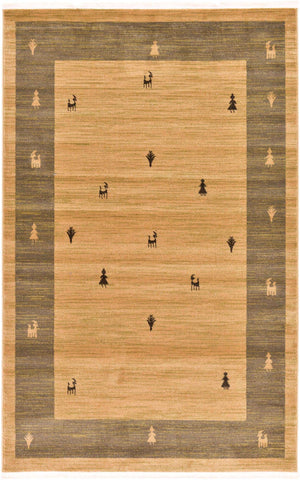 Tan 5' 1 x 8' Fars Rectangle Area Rug 100% Polypropylene Unique Traditional Carpet for Classical Living, Dining Room & Office Spaces for Sale at Rug Engine