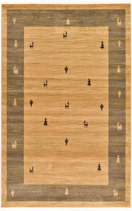 Tan 5' 1 x 8' Fars Rectangle Area Rug 100% Polypropylene Unique Traditional Carpet for Classical Living, Dining Room & Office Spaces for Sale at Rug Engine
