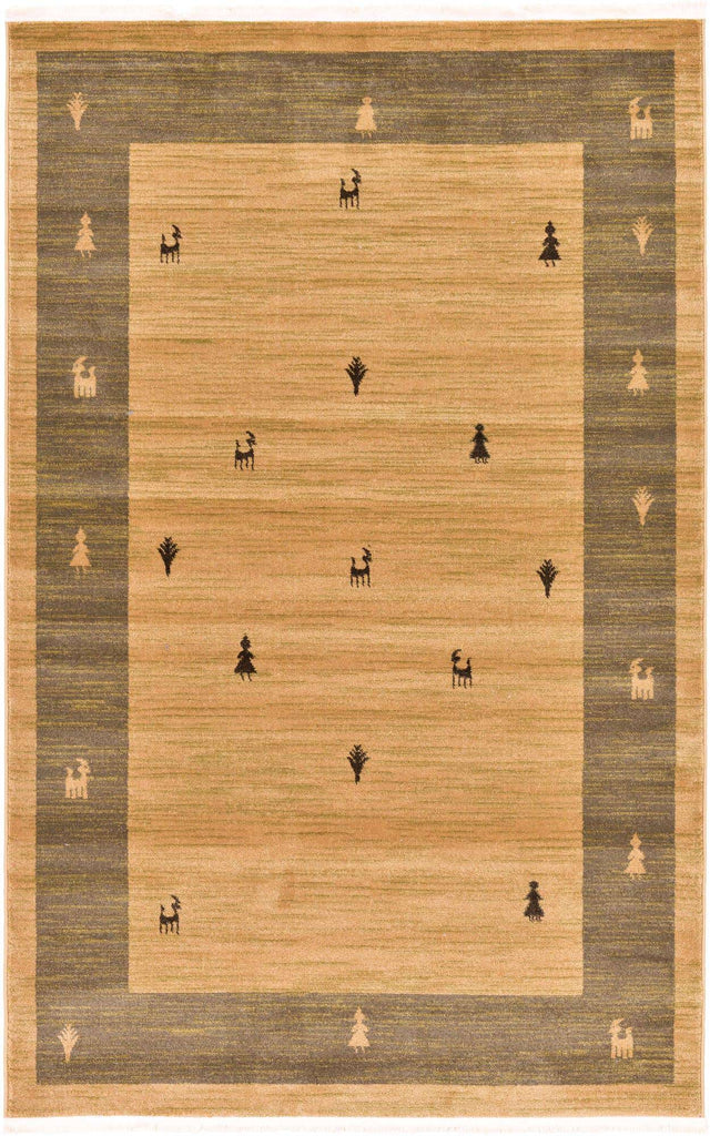 Tan 5' 1 x 8' Fars Rectangle Area Rug 100% Polypropylene Unique Traditional Carpet for Classical Living, Dining Room & Office Spaces for Sale at Rug Engine