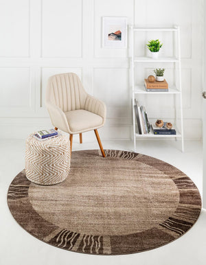Dark Beige 6' 1 x 6' 1 Del Mar Round Area Rug 100% Polypropylene Easy Clean Stain Resistant Vivid Modern Carpet Mat for Home Decor Interior Designing for Sale at Rug Engine
