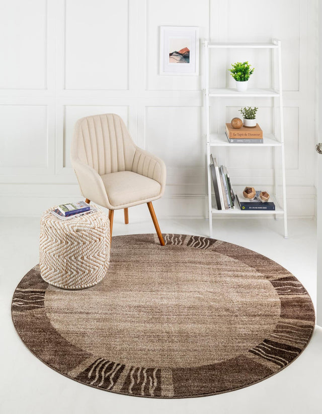 Dark Beige 6' 1 x 6' 1 Del Mar Round Area Rug 100% Polypropylene Easy Clean Stain Resistant Vivid Modern Carpet Mat for Home Decor Interior Designing for Sale at Rug Engine