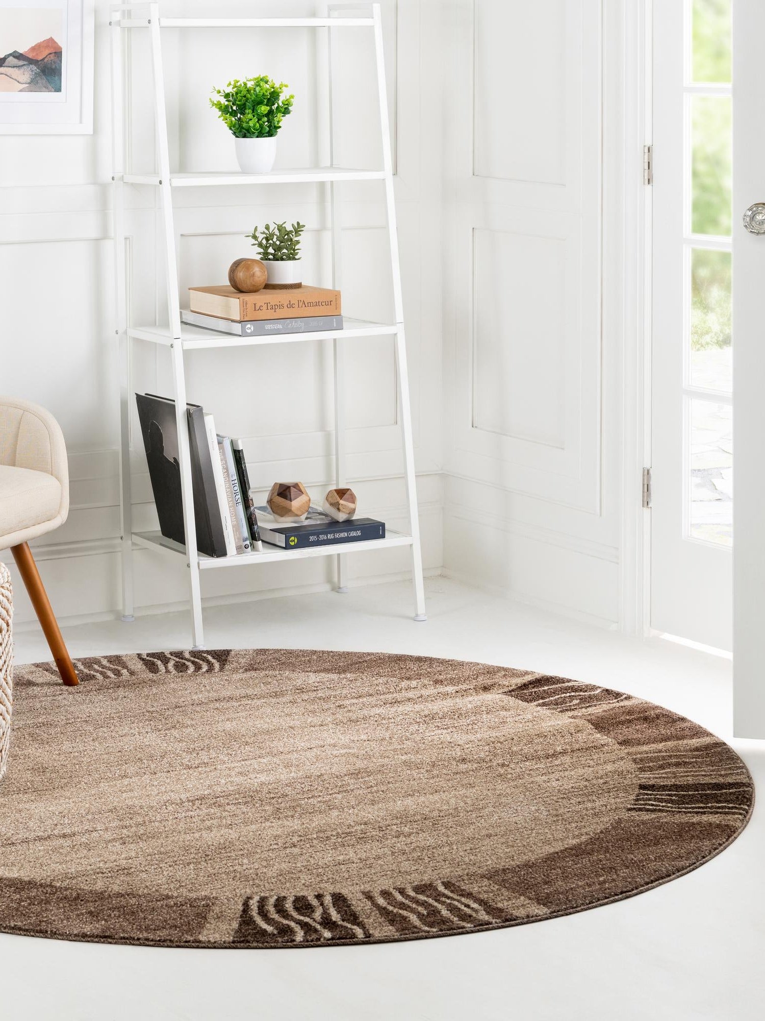 Dark Beige 6' 1 x 6' 1 Del Mar Round Area Rug 100% Polypropylene Easy Clean Stain Resistant Vivid Modern Carpet Mat for Home Decor Interior Designing for Sale at Rug Engine