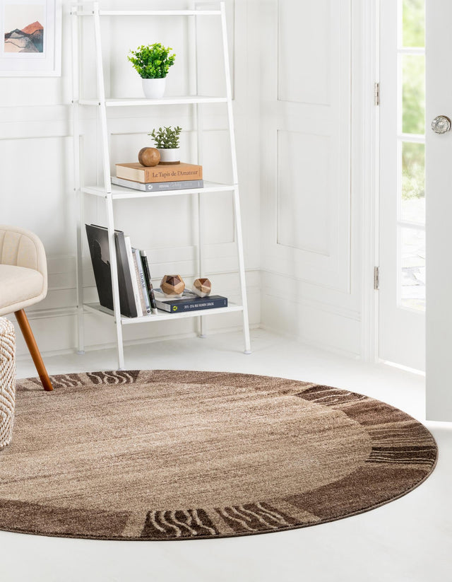 Dark Beige 6' 1 x 6' 1 Del Mar Round Area Rug 100% Polypropylene Easy Clean Stain Resistant Vivid Modern Carpet Mat for Home Decor Interior Designing for Sale at Rug Engine
