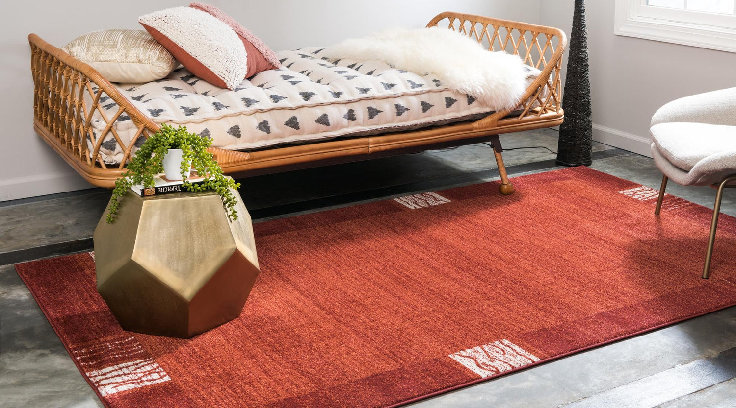 Terracotta 6' 1 x 9' Del Mar Rectangle Area Rug 100% Polypropylene Easy Clean Stain Resistant Vivid Modern Carpet Mat for Home Decor Interior Designing for Sale at Rug Engine