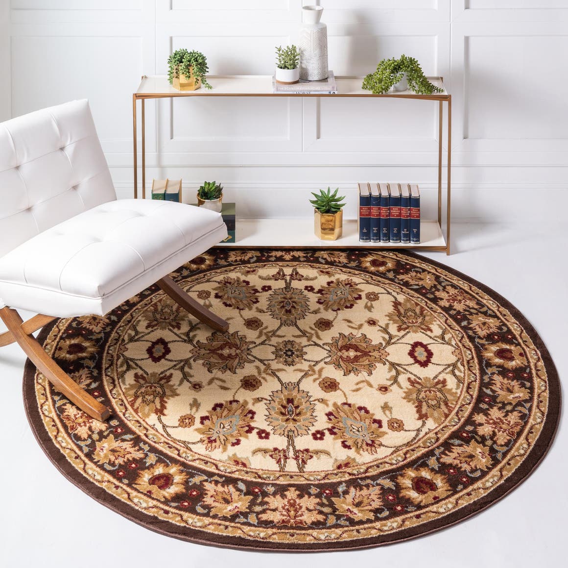 Cream 7' 10 x 7' 10 Voyage Round Area Rug
