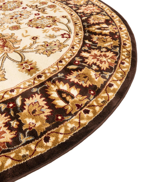 Cream 7' 10 x 7' 10 Voyage Round Area Rug Persian Inspired Classic Traditional Design Durable Carpet Mat for Home Interior Design for Sale at Rug Engine