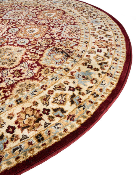 Red 6' 1 x 6' 1 Voyage Round Area Rug Persian Inspired Classic Traditional Design Durable Carpet Mat for Home Interior Design for Sale at Rug Engine