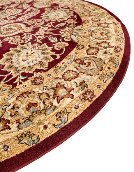 Red 6' 1 x 6' 1 Voyage Round Area Rug Persian Inspired Classic Traditional Design Durable Carpet Mat for Home Interior Design for Sale at Rug Engine