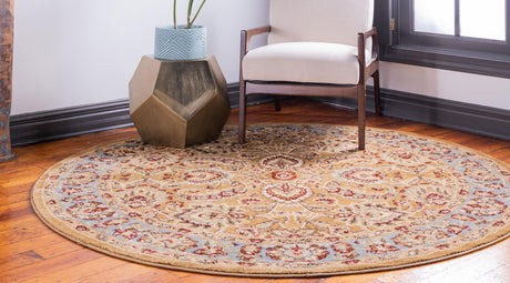 Dark Yellow 7' 10 x 7' 10 Voyage Round Area Rug