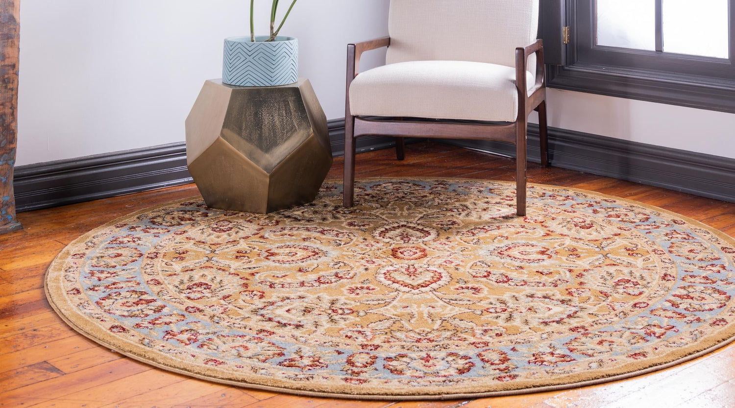Dark Yellow 6' 1 x 6' 1 Voyage Round Area Rug
