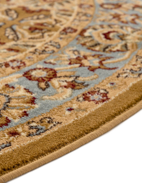 Dark Yellow 6' 1 x 6' 1 Voyage Round Area Rug Persian Inspired Classic Traditional Design Durable Carpet Mat for Home Interior Design for Sale at Rug Engine