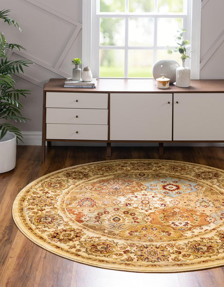 Cream 6' 1 x 6' 1 Voyage Round Area Rug