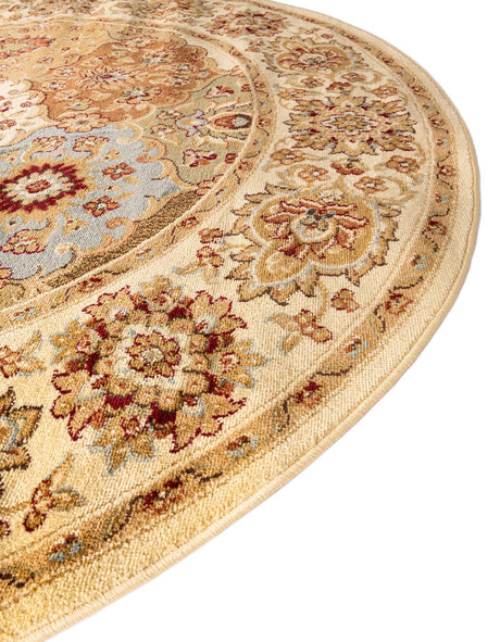 Cream 7' 10 x 7' 10 Voyage Round Area Rug Persian Inspired Classic Traditional Design Durable Carpet Mat for Home Interior Design for Sale at Rug Engine