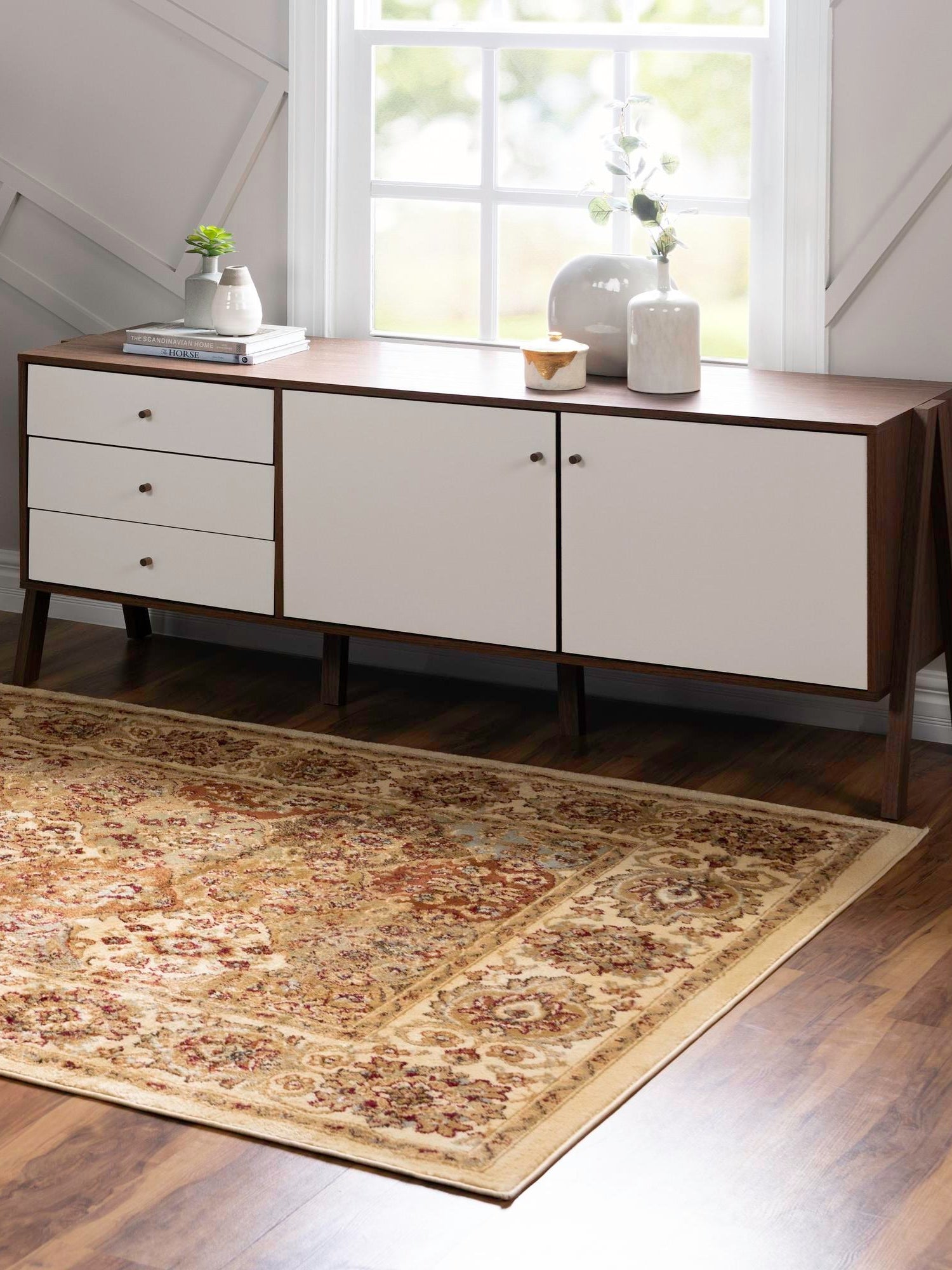 Cream 5' 3 x 8' Voyage Rectangle Area Rug