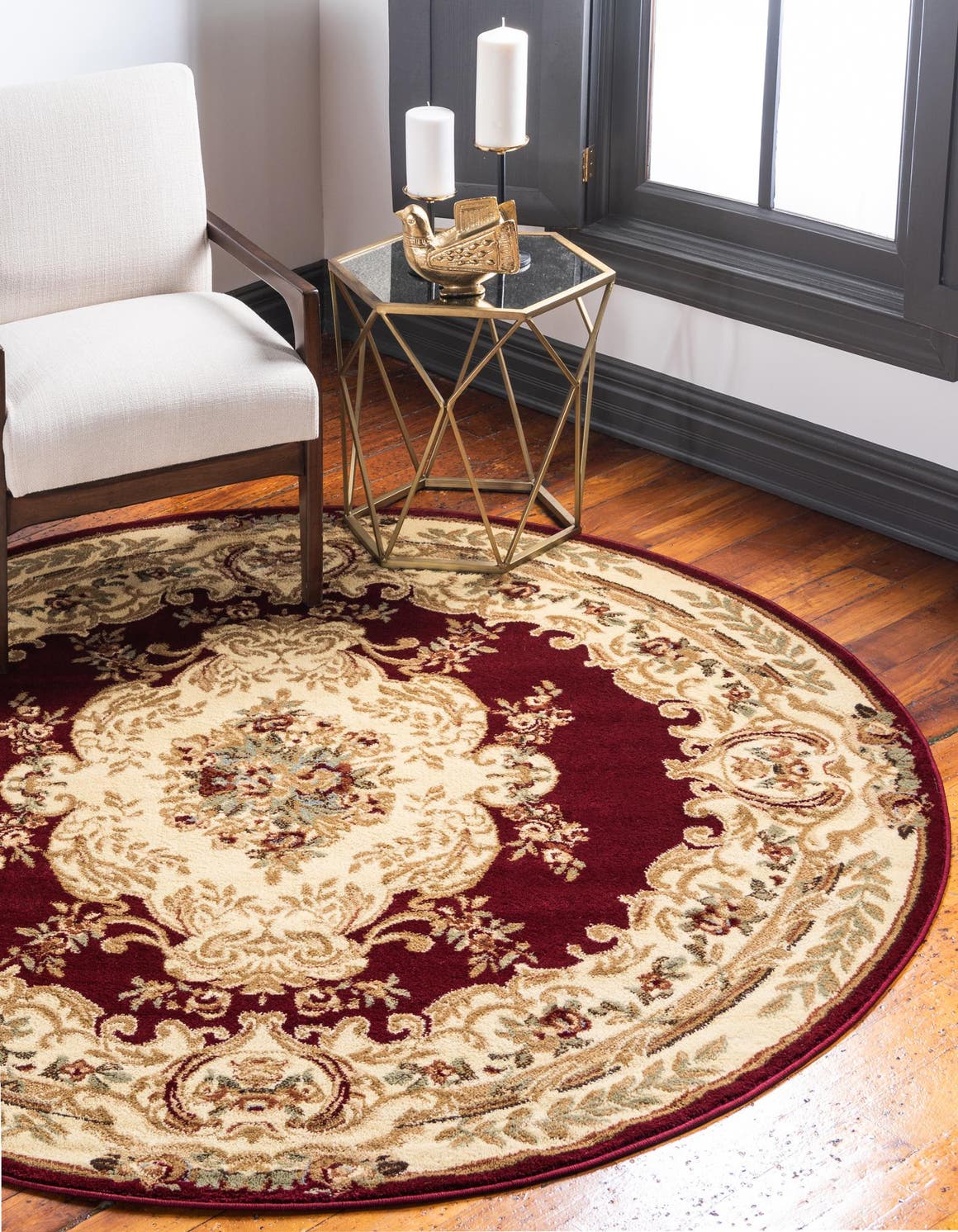 Red 10' x 10' Versailles Round Area Rug