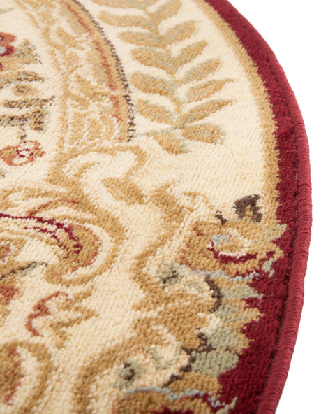 Red 6' 1 x 6' 1 Versailles Round Area Rug Classic Traditional Motif Indoor Carpet for Hallways, Dining Rooms, Bedrooms, Living Room, Office for Sale at Rug Engine