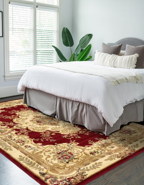 Red 10' 6 x 16' 5 Versailles Rectangle Area Rug Classic Traditional Motif Indoor Carpet for Hallways, Dining Rooms, Bedrooms, Living Room, Office for Sale at Rug Engine