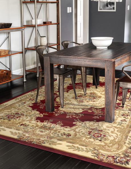 Red 7' 1 x 10' Versailles Rectangle Area Rug Classic Traditional Motif Indoor Carpet for Hallways, Dining Rooms, Bedrooms, Living Room, Office for Sale at Rug Engine