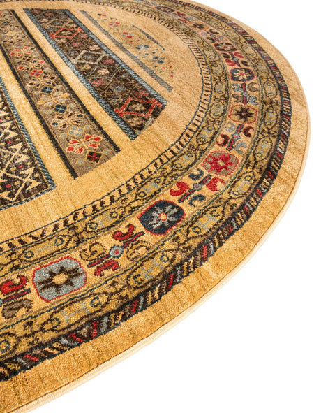 Tan 6' 1 x 6' 1 Fars Round Area Rug 100% Polypropylene Unique Traditional Carpet for Classical Living, Dining Room & Office Spaces for Sale at Rug Engine