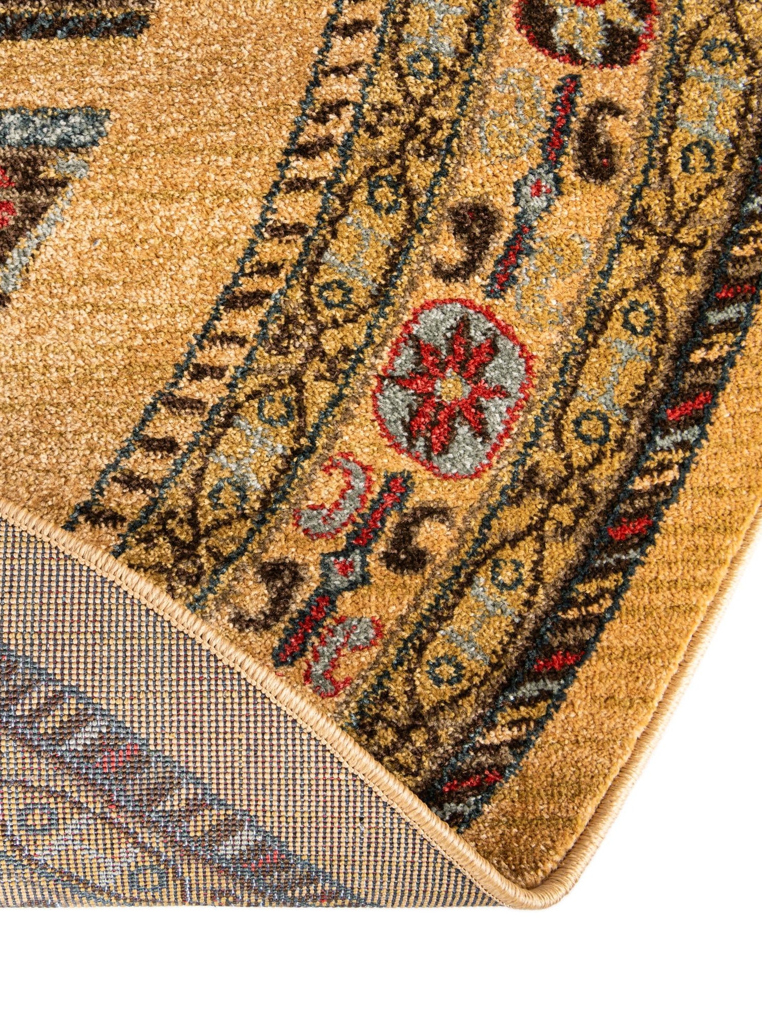 Tan 6' 1 x 6' 1 Fars Round Area Rug 100% Polypropylene Unique Traditional Carpet for Classical Living, Dining Room & Office Spaces for Sale at Rug Engine