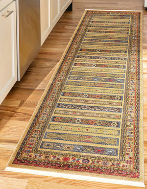 Tan 2' 7 x 10' Fars Runner Area Rug 100% Polypropylene Unique Traditional Carpet for Classical Living, Dining Room & Office Spaces for Sale at Rug Engine