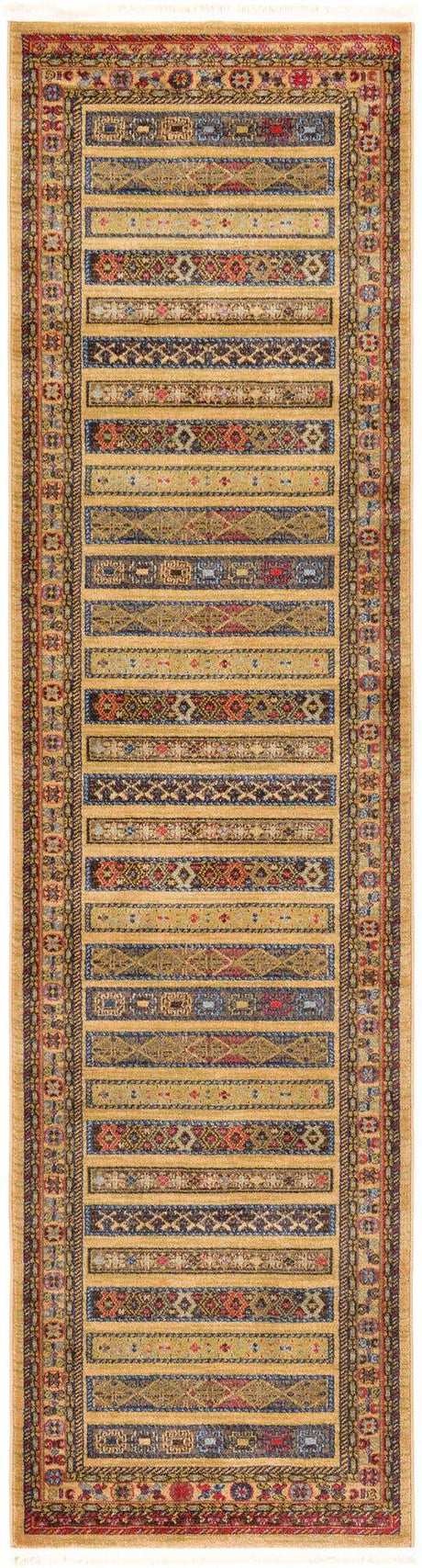 Tan 2' 7 x 10' Fars Runner Area Rug 100% Polypropylene Unique Traditional Carpet for Classical Living, Dining Room & Office Spaces for Sale at Rug Engine
