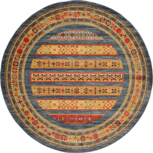 Blue 8' x 8' Fars Round Area Rug 100% Polypropylene Unique Traditional Carpet for Classical Living, Dining Room & Office Spaces for Sale at Rug Engine