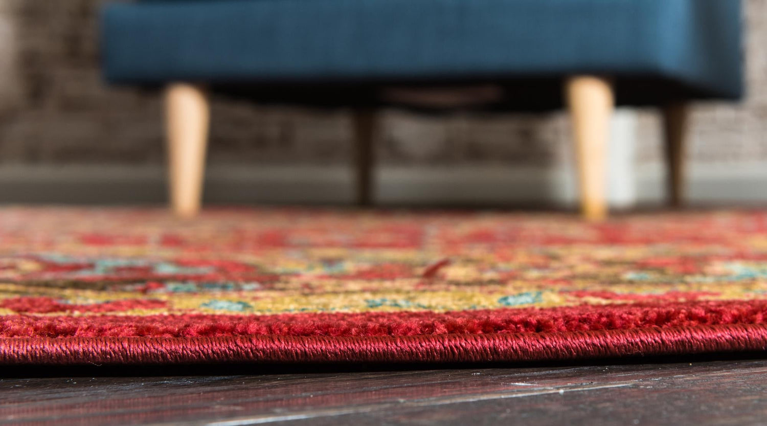 Red 6' 1 x 6' 1 Sahand Round Area Rug Affordable Easy Clean Traditional Design Durable Carpet for Home Interior Design Living Room Dining Office for Sale at Rug Engine