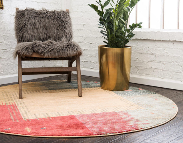 Tan 8' x 8' Fars Round Area Rug 100% Polypropylene Unique Traditional Carpet for Classical Living, Dining Room & Office Spaces for Sale at Rug Engine