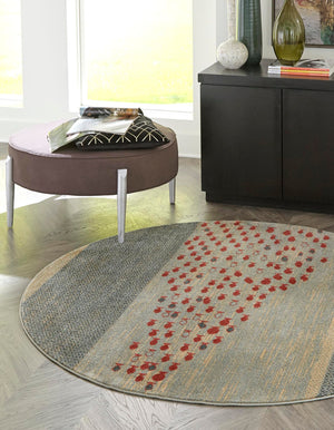 Blue 5' 1 x 5' 1 Fars Round Area Rug 100% Polypropylene Unique Traditional Carpet for Classical Living, Dining Room & Office Spaces for Sale at Rug Engine