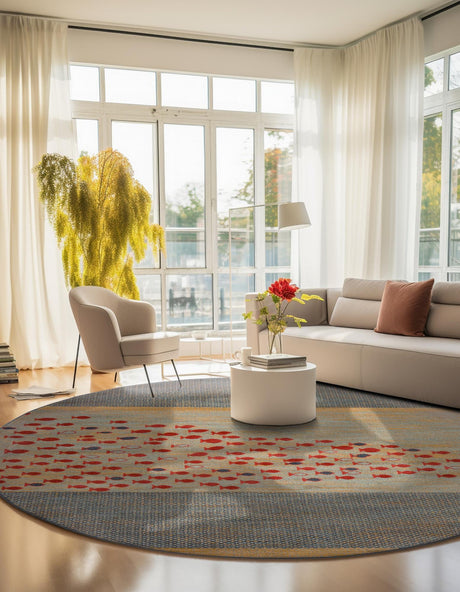 Blue 3' 1 x 3' 1 Fars Round Area Rug 100% Polypropylene Unique Traditional Carpet for Classical Living, Dining Room & Office Spaces for Sale at Rug Engine