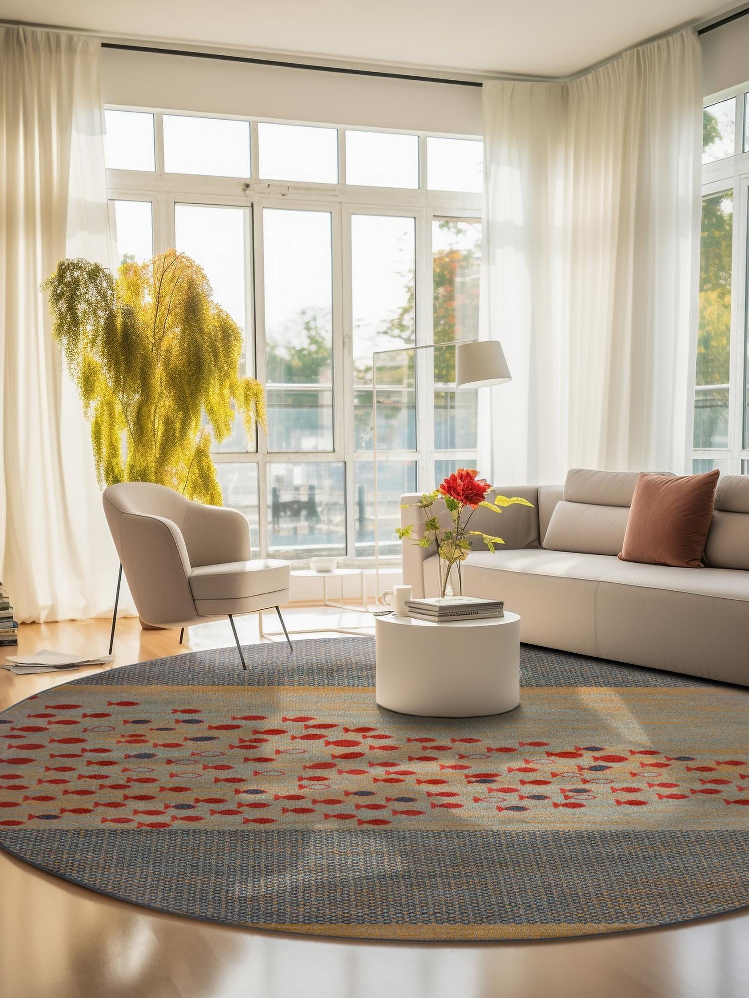Blue 6' 1 x 6' 1 Fars Round Area Rug 100% Polypropylene Unique Traditional Carpet for Classical Living, Dining Room & Office Spaces for Sale at Rug Engine
