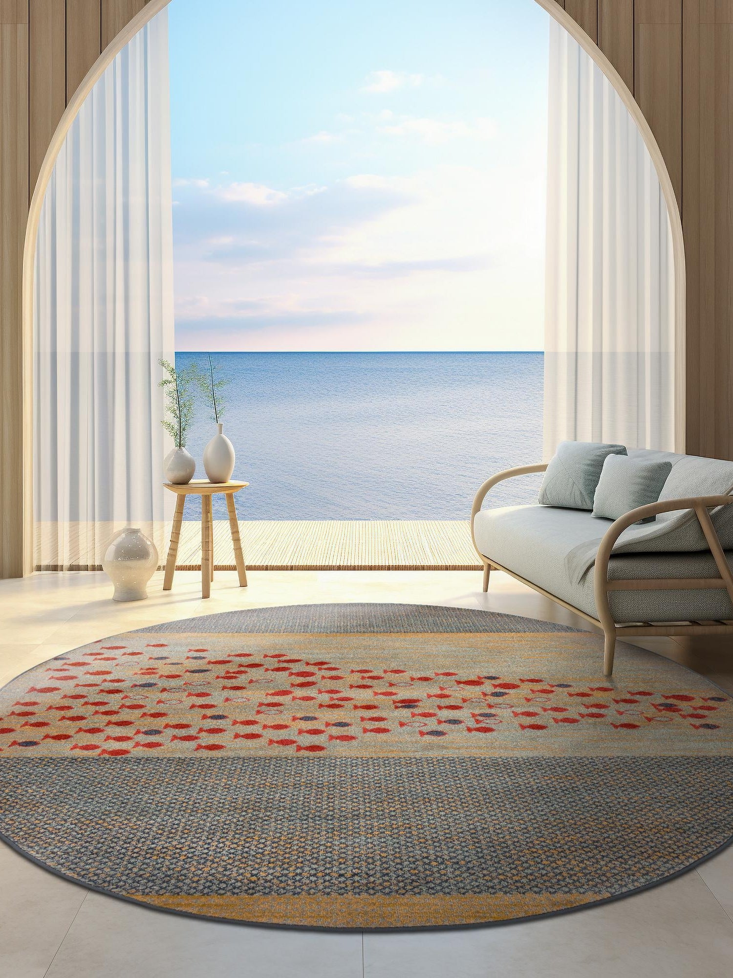 Blue 6' 1 x 6' 1 Fars Round Area Rug 100% Polypropylene Unique Traditional Carpet for Classical Living, Dining Room & Office Spaces for Sale at Rug Engine