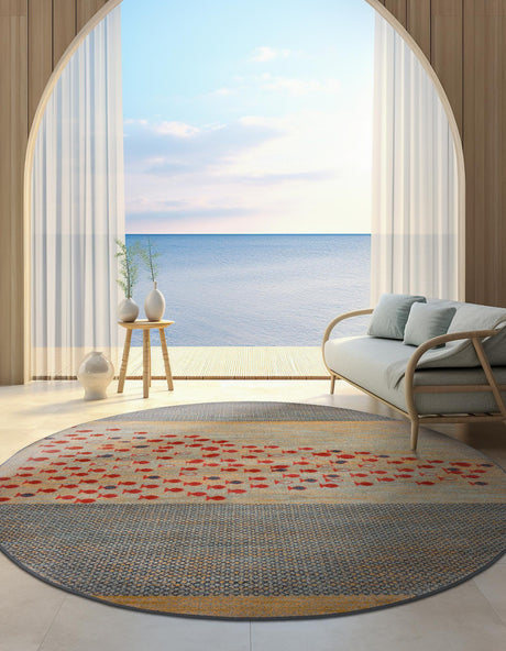 Blue 6' 1 x 6' 1 Fars Round Area Rug 100% Polypropylene Unique Traditional Carpet for Classical Living, Dining Room & Office Spaces for Sale at Rug Engine