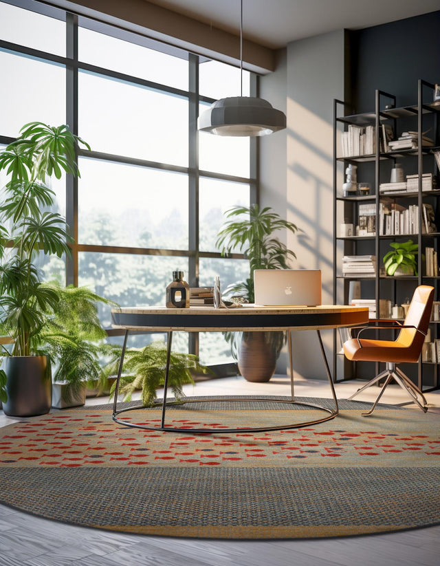 Blue 5' 1 x 5' 1 Fars Round Area Rug 100% Polypropylene Unique Traditional Carpet for Classical Living, Dining Room & Office Spaces for Sale at Rug Engine