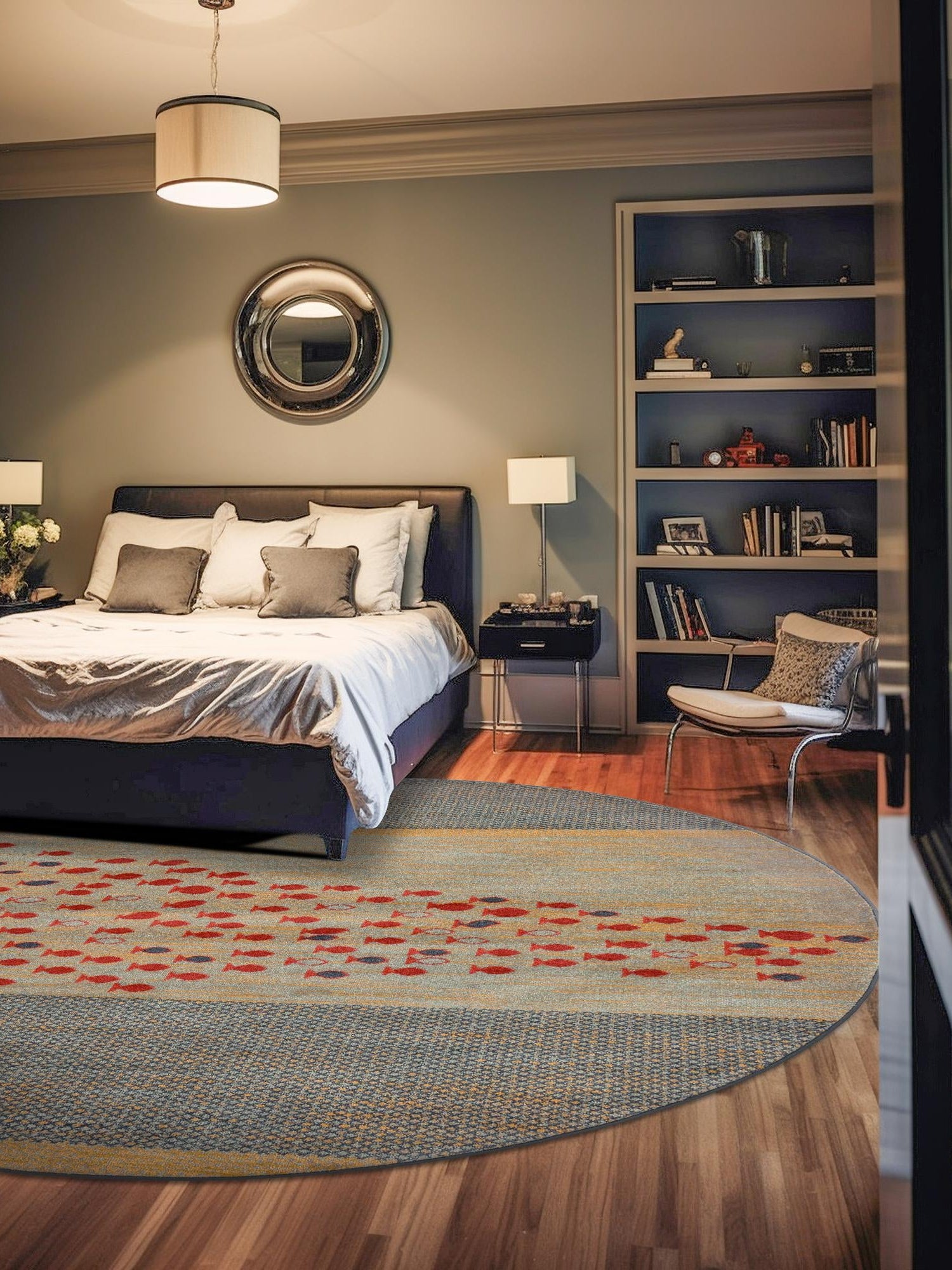 Blue 13' 1 x 13' 1 Fars Round Area Rug 100% Polypropylene Unique Traditional Carpet for Classical Living, Dining Room & Office Spaces for Sale at Rug Engine