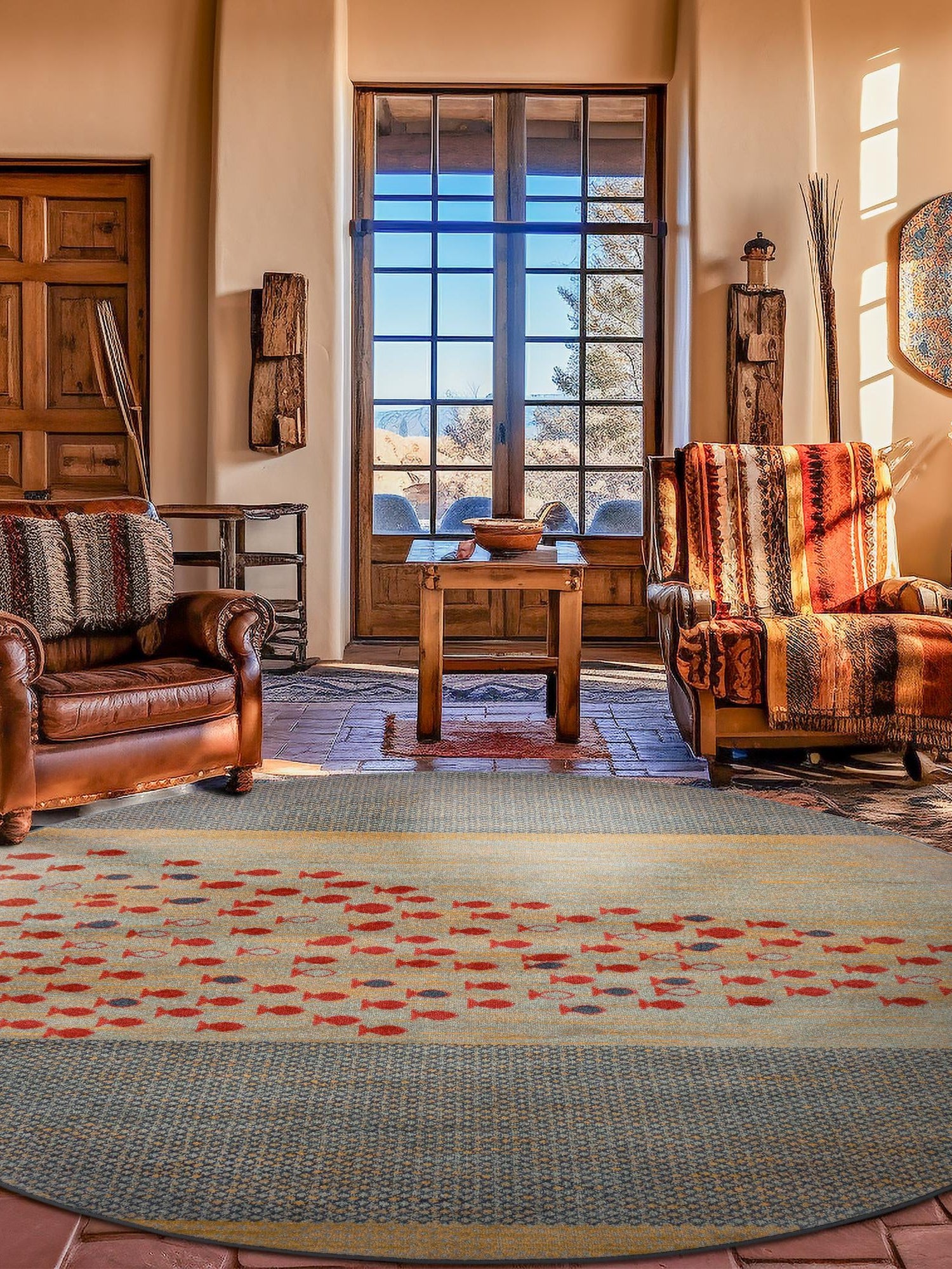 Blue 13' 1 x 13' 1 Fars Round Area Rug 100% Polypropylene Unique Traditional Carpet for Classical Living, Dining Room & Office Spaces for Sale at Rug Engine