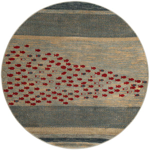 Blue 6' 1 x 6' 1 Fars Round Area Rug 100% Polypropylene Unique Traditional Carpet for Classical Living, Dining Room & Office Spaces for Sale at Rug Engine