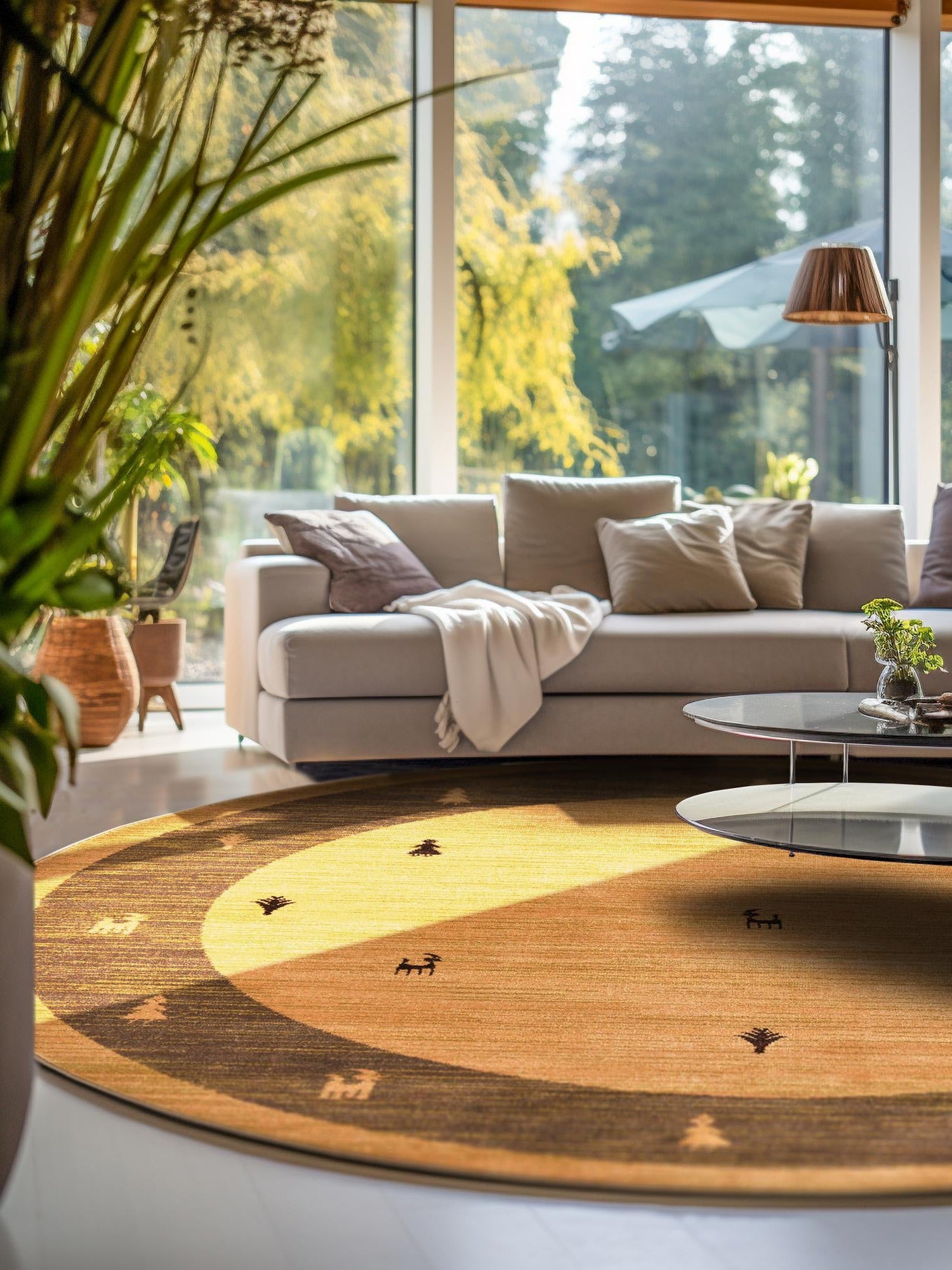 Tan 3' 1 x 3' 1 Fars Round Area Rug 100% Polypropylene Unique Traditional Carpet for Classical Living, Dining Room & Office Spaces for Sale at Rug Engine