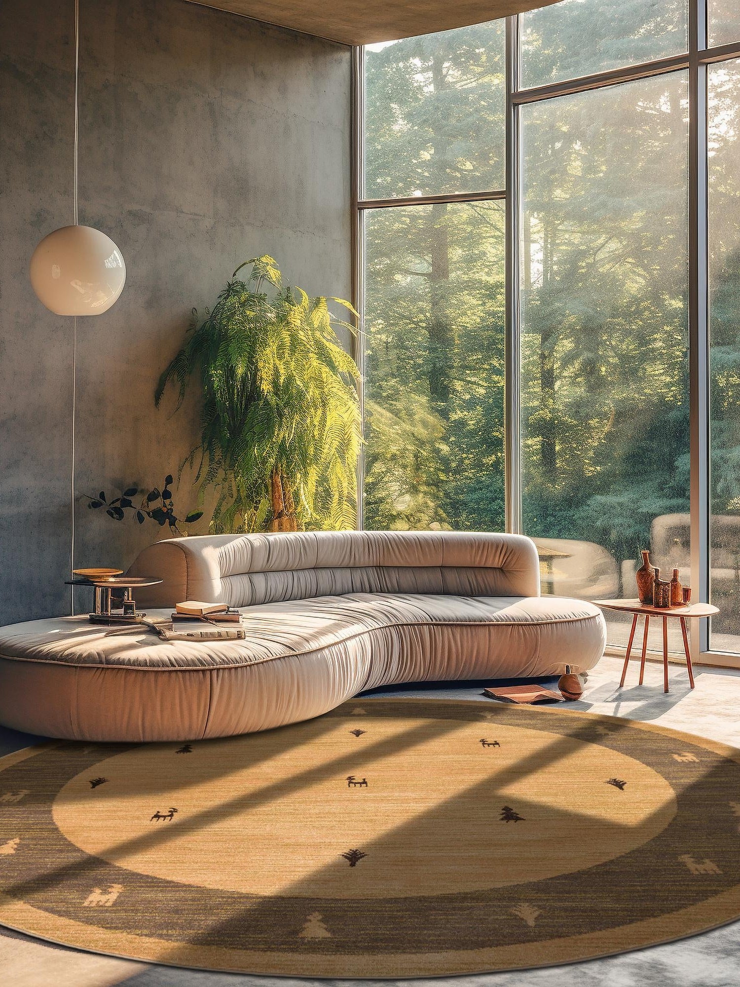 Tan 3' 1 x 3' 1 Fars Round Area Rug 100% Polypropylene Unique Traditional Carpet for Classical Living, Dining Room & Office Spaces for Sale at Rug Engine